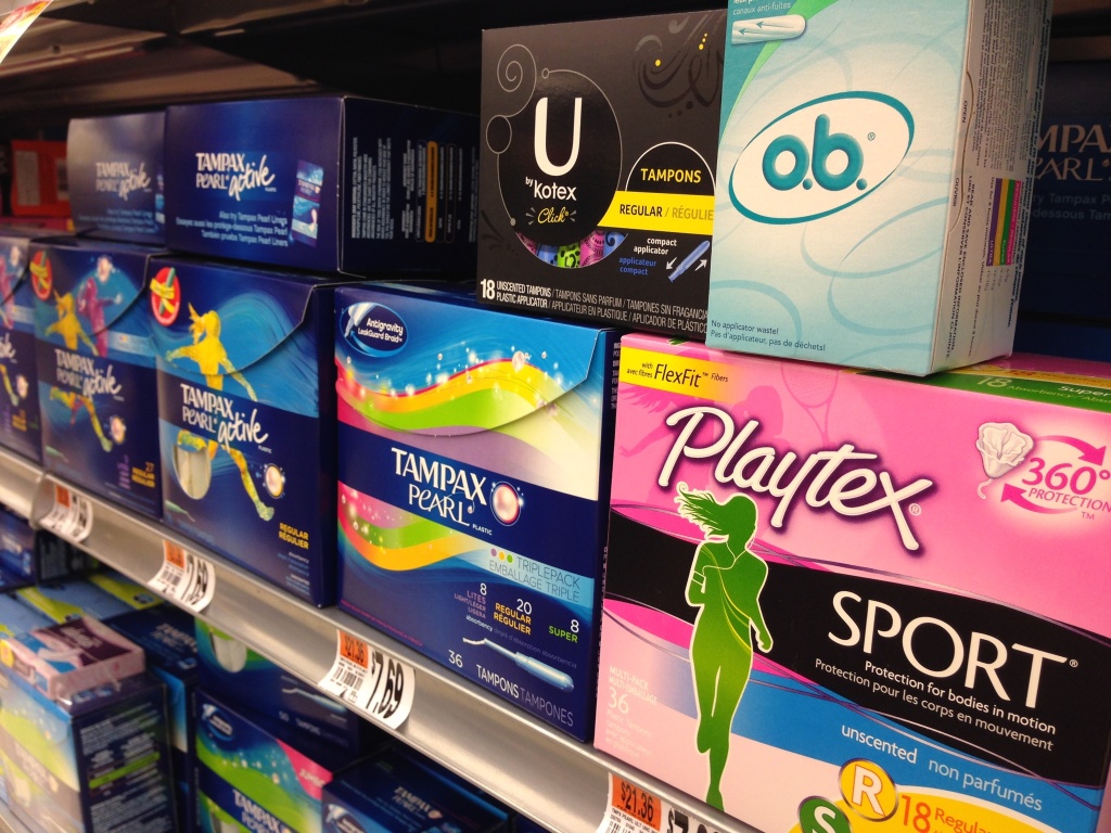 tampons on shelf