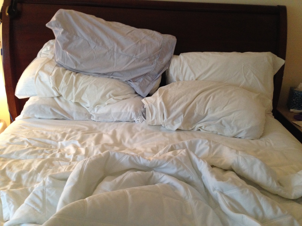 unmade bed