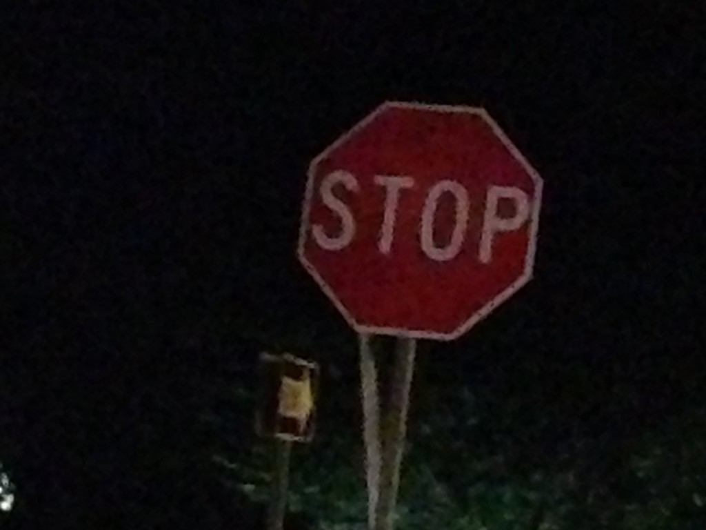 stop sign at night