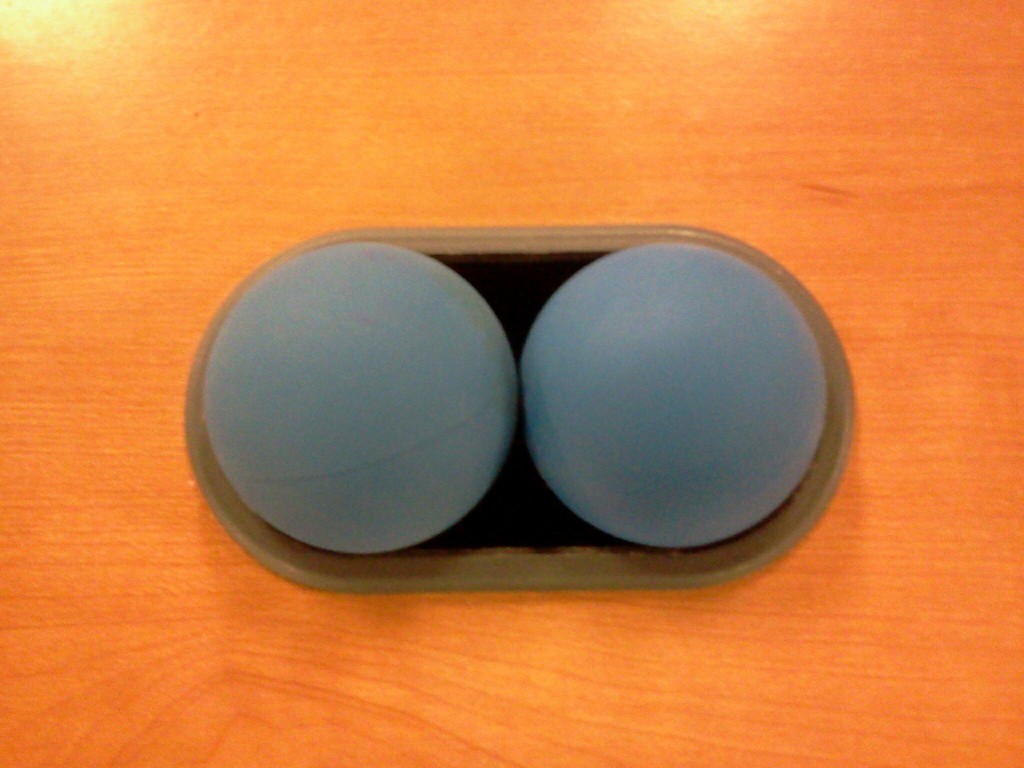 two blue racquetballs