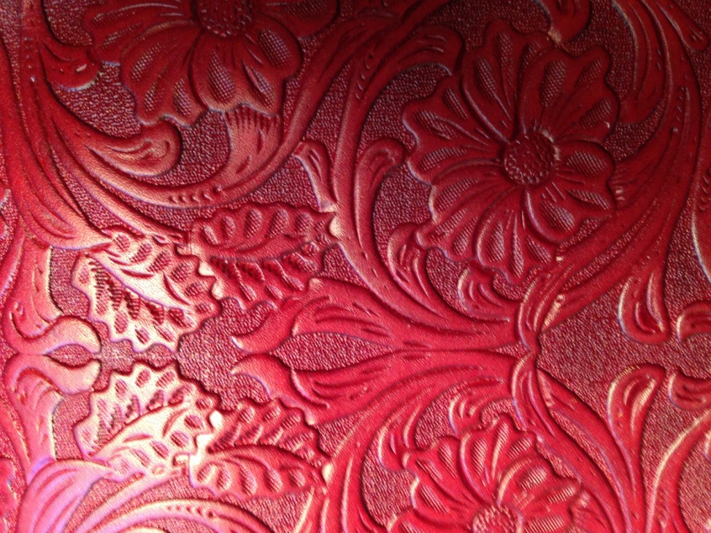 red tooled leather