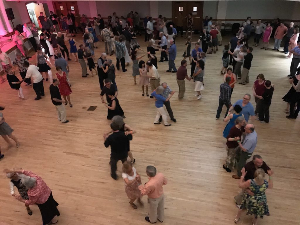 overhead view of swing dancing