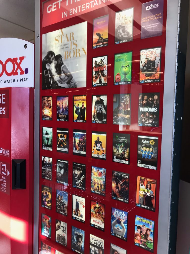 a Red Box DVD display