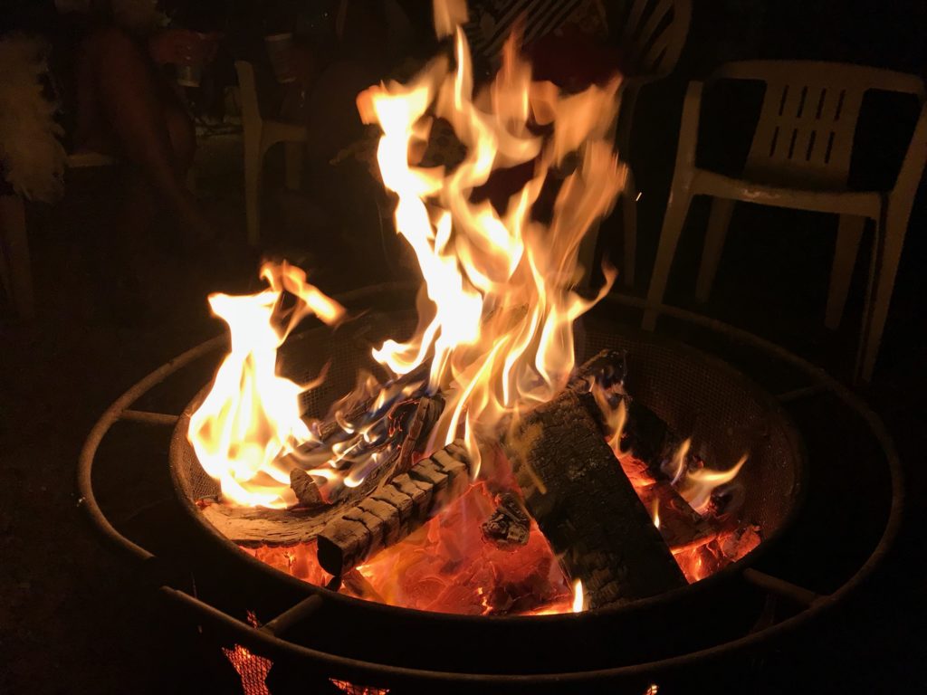 wood burning in fire pit