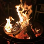 logs burning in fire pit