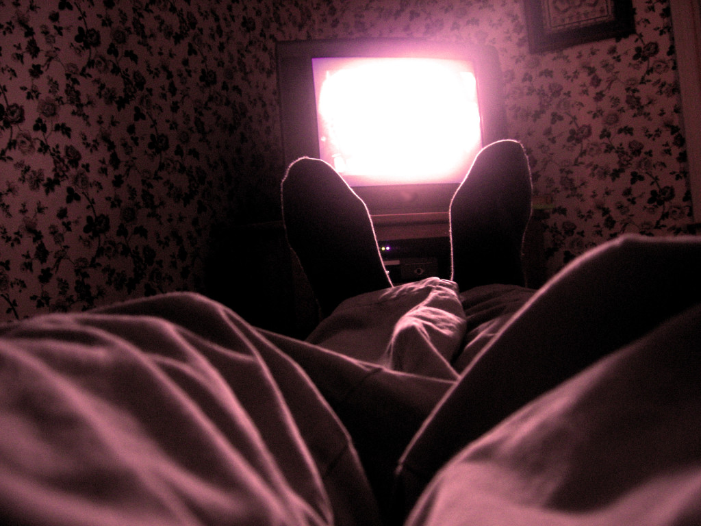Feet in front of a TV