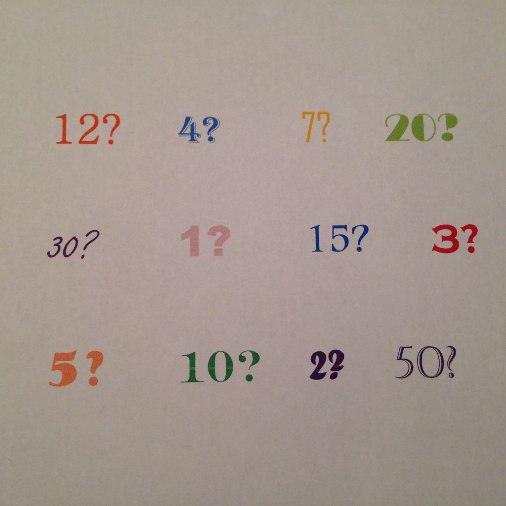 numbers and question marks