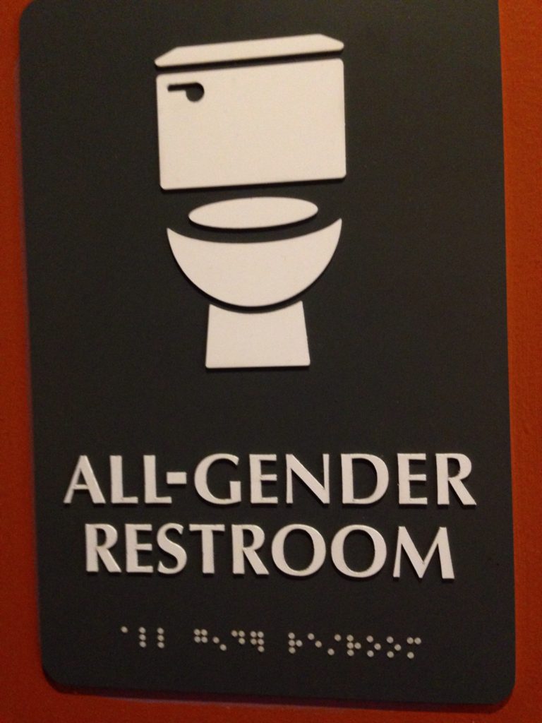 "all-gender restroom" sign