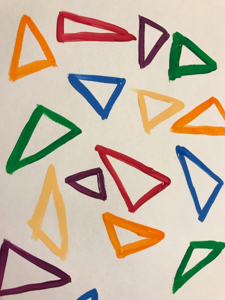 painted triangles, various colors and sizes